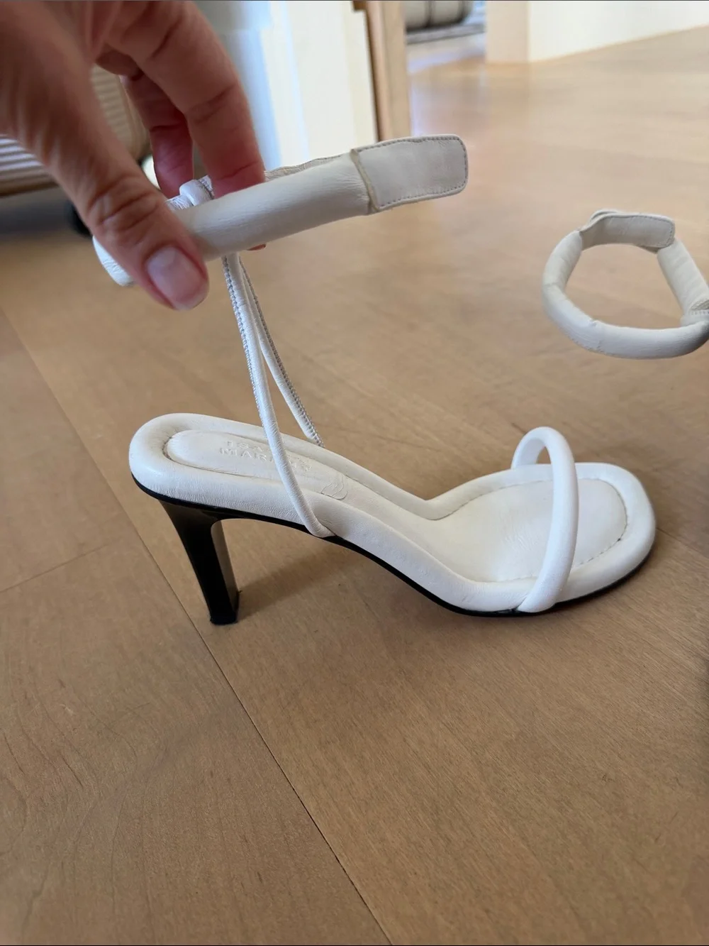 Isabel Marant White Padded Strappy Square-Toe Women's Sandals